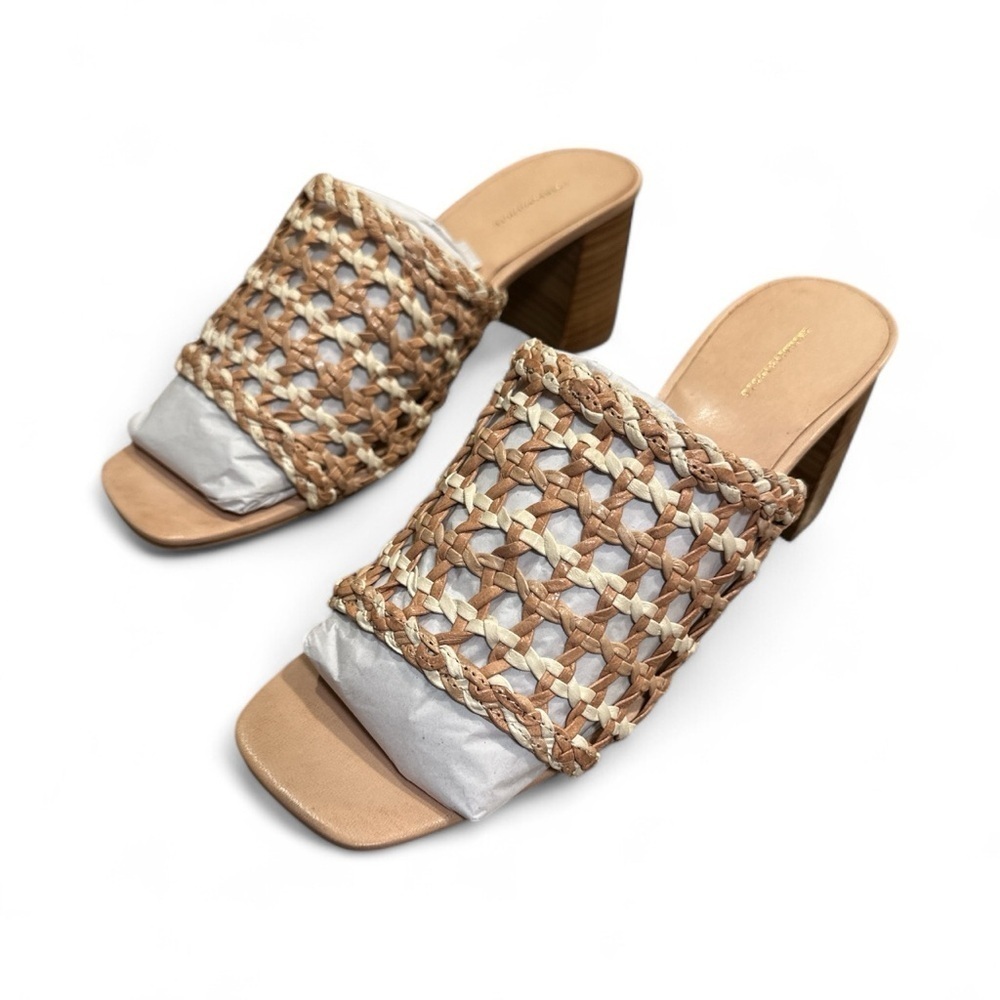 Anthropologie Woven Heeled Mule Size US 10-10.5 EU 41 Neutral Pattern Block Heel - Picture 2 of 15
